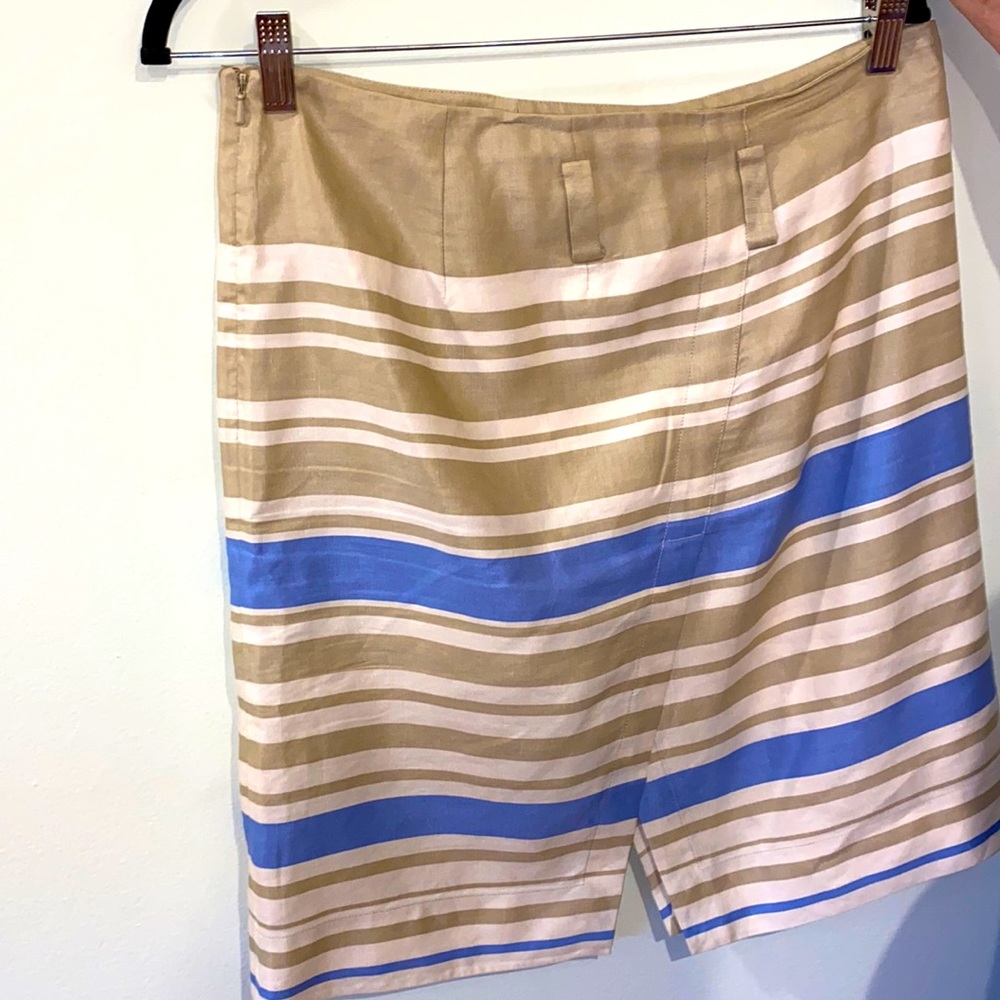 Faconnable Silk and Linen Striped Skirt Size 6